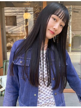 ヘン(hen) 【心斎橋hen】パッツンロング　黒髪ロング