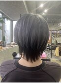 ツートンカラー×シルバー×マッシュウルフ