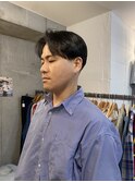 メンズカットセンターパートテーパーフェードマッシュ刈り上げ