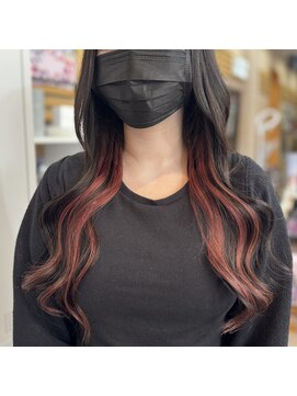 ヘアーメイク ダンス(hair make DANCE) ＊米子｜地毛になじむナチュラルロング×ワインレッドインナー＊