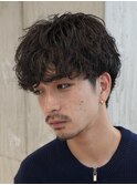 難波シャドウパーマツイストスパイラルパーマツーブロックウルフ