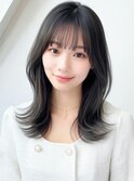 20代30代◎グレージュ外ハネミディアム×韓国風