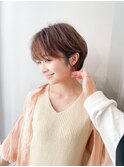 大人かわいい小顔丸みのあるショートボブ 20代30代40代
