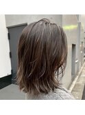 ハイライト×ヌーディーカラー ふわミディ 伸ばしかけにも◎
