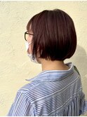 襟足すっきりショートボブ・ツヤツヤ赤茶