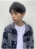 メンズ黒髪コンマヘア　スリークショート