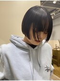 ミニボブ/コンパクトボブ/切りっぱなし/ぱっつん/黒髪ボブ