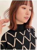 ケアブリーチインナーカラーロブ前髪顔周りレイヤーカット
