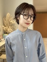 ノラ ギンザ(NORA GINZA)&nbsp;ショートパーマ銀座メガネ女子丸みショート大人可愛い小顔カット