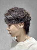 フェザーパーマウルフパーマセンターパート毛流れパーマ