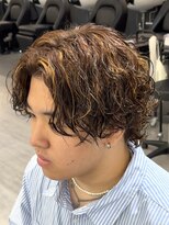 ビカムメンズヘアー 栄店(become men's hair)&nbsp;サーフカール/ブラウンハイライトメッシュ/メンズパーマ/名古屋