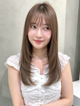 ナナローネス 渋谷(nana loness) ストレートで可愛い顔まわりレイヤー×透け感くすみベージュ