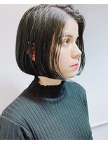 ヘアー アイス 御器所本店(HAIR ICI) コンパクト切りっぱなしボブ×ダークグレーカラー