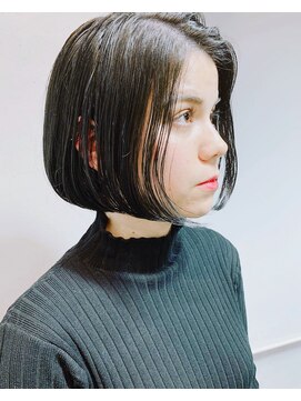 ヘアー アイス 御器所本店(HAIR ICI) コンパクト切りっぱなしボブ×ダークグレーカラー