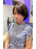 大人ショートボブ×マロンブラウン艶カラー