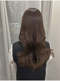 黒髪/レイヤーロング/グレーベージュ
