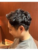 銀座　理容室　メンズパーマ　アップバング