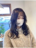 デジタルパーマ マロンベージュ 韓国風 マットブラウン 暗髪