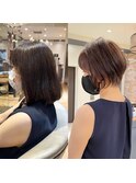30代40代50代絶壁解消前髪あり小顔前下がりショートボブ