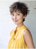☆ホワイトグレージュミニウルフデジタルパーマチェリーブラウン