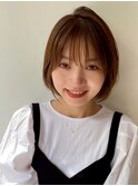 小顔カット　ふんわりレイヤーボブ　内巻き　マロンブラウン2