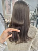 髪質改善艶感ストレートパーマ透明感ロングまろやかベージュ