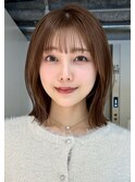 大人ボブ銀座レイヤーカット有楽町ミディアムボブベージュ