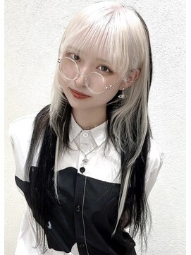 ステア ケース(stair case) ホワイト×ブラック  バイアカラー