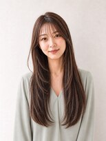 ラックスビーギャラリー なんば駅前店(LUXBE GALLERY) 広がり対策 ラベンダーベージュ 顔まわりレイヤーロング 30代