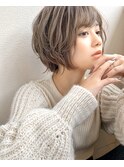大人かわいいココアブラウン小顔ショートボブ新宿
