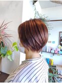 奥行きショートナチュラル赤髪レッドブラウンコンパクトショート