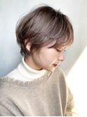 ブラウンショートボブ_レッドブラウンハッシュカット_8939