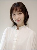 顔周りレイヤーカットグレージュカラーくびれボブベージュカラー