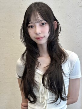 ライン(LINE) 韓国風/レイヤー/前髪カット/オリーブ/透明感/ハッシュカット