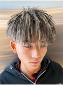 ツイストマッシュホワイトメッシュパイルツイストパーマ
