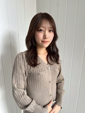 艶カラー/顔まわりカット/ピンクブラウン/ブラウン/柔らかカラー