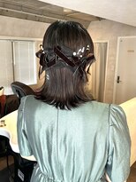 サンルーム(SUN room) ボブリボンアレンジパール銀箔金箔結婚式2次会渋谷ヘアセット