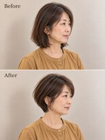 aptas 青山/表参道 白髪染め/白髪ぼかしハイライト/ボリュームアップエクステ 50代の大人ショートボブ|表参道・青山