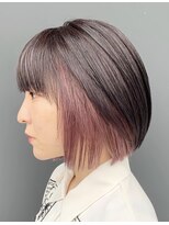 ダブル(W) ミニボブ ラベンダーグレージュ×インナースモーキーピンク