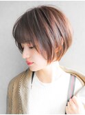 大人可愛い20代30代40代黒髪前下がりショートボブ丸みショート◎
