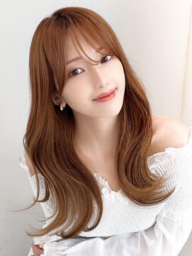 アフロート エル 大阪(AFLOAT L) 黒髪/グレーベージュ/レイヤーロング/前髪パーマ