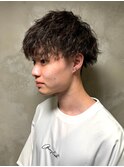 ツイスパ ツーブロックマッシュ アッシュカラー カジュアル