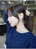 おくれ毛ロング前髪カット似合わせカット_ba577263