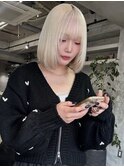 86. ダブルカラー/ボブ/ブロンド/ワンレンボブ/金髪/タ