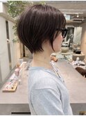 透明感カラー ボブ 前髪 ショート カラー ブリーチ&カラー