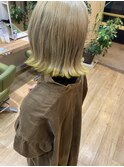 透明感カラー★ハイライトミルクティーベージュ外ハネボブ