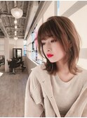 外ハネレイヤーミディ ヘルシースタイル ショコラアッシュ