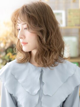 カバーヘア ブリス 大宮西口(COVER HAIR bliss) 前髪パーマミルクティーアッシュくびれミディa大宮20代30代40代