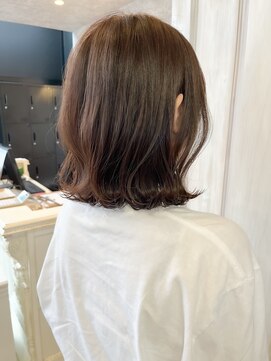 キャアリー(Caary) 福山人気外ハネミディブリーチなしマロンベージュ外ハネ巻き髪