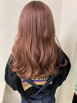 ルノン(LUNON) ピンクベージュカラー ブリーチ/ピンクベージュ/ロング/韓国